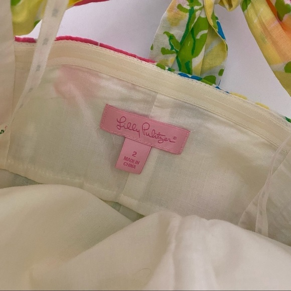 Lilly Pulitzer || Franco Dress in Blue Eyed Girl Strapless Tie Floral Yellow 2 - Picture 2 of 8